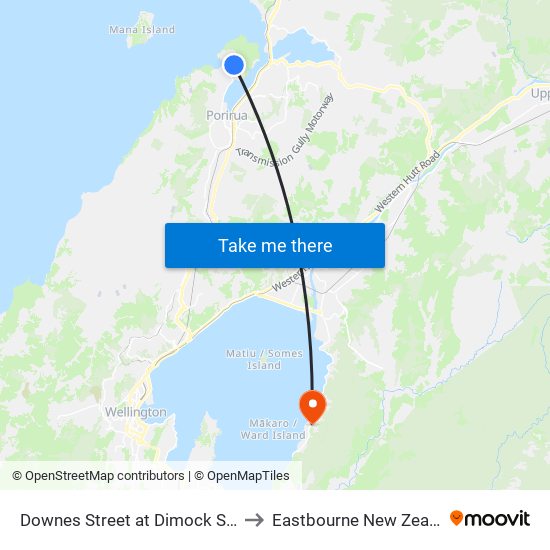Downes Street at Dimock Street to Eastbourne New Zealand map