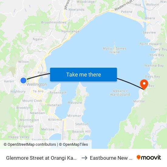 Glenmore Street at Orangi Kaupapa Road to Eastbourne New Zealand map