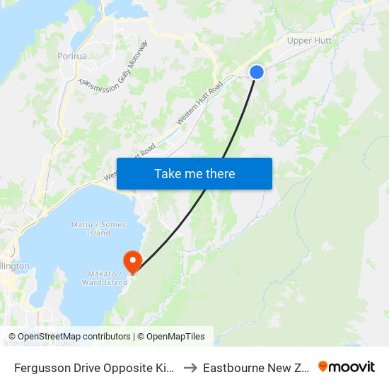 Fergusson Drive Opposite Kiwi Street to Eastbourne New Zealand map