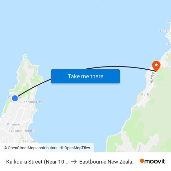 Kaikoura Street (Near 102) to Eastbourne New Zealand map