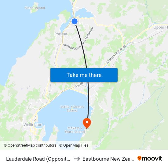 Lauderdale Road (Opposite 14) to Eastbourne New Zealand map