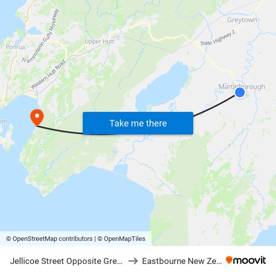 Jellicoe Street Opposite Grey Street to Eastbourne New Zealand map