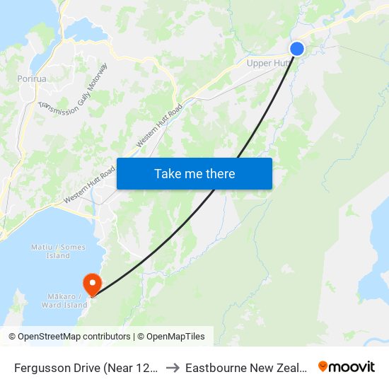 Fergusson Drive (Near 1242) to Eastbourne New Zealand map