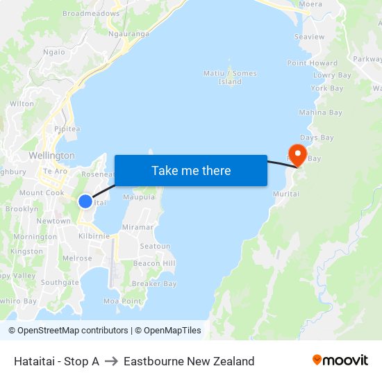 Hataitai - Stop A to Eastbourne New Zealand map