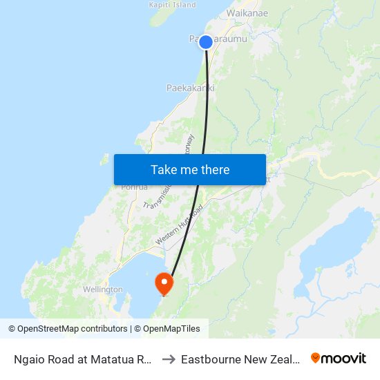 Ngaio Road at Matatua Road to Eastbourne New Zealand map