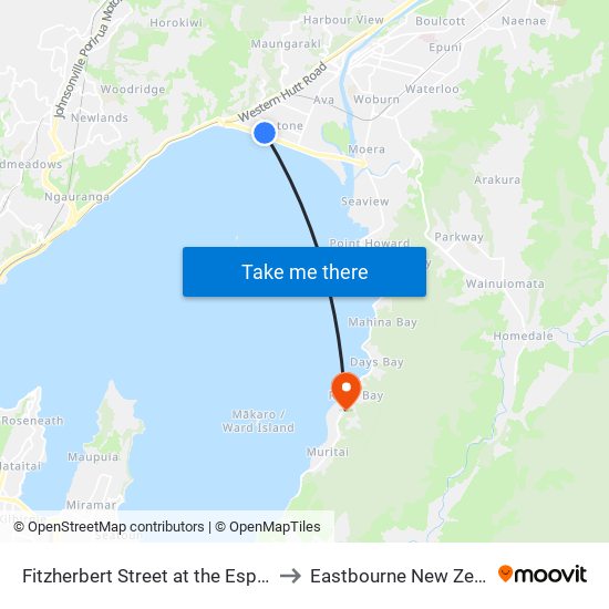 Fitzherbert Street at the Esplanade to Eastbourne New Zealand map