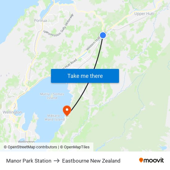 Manor Park Station to Eastbourne New Zealand map