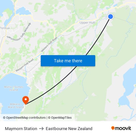 Maymorn Station to Eastbourne New Zealand map