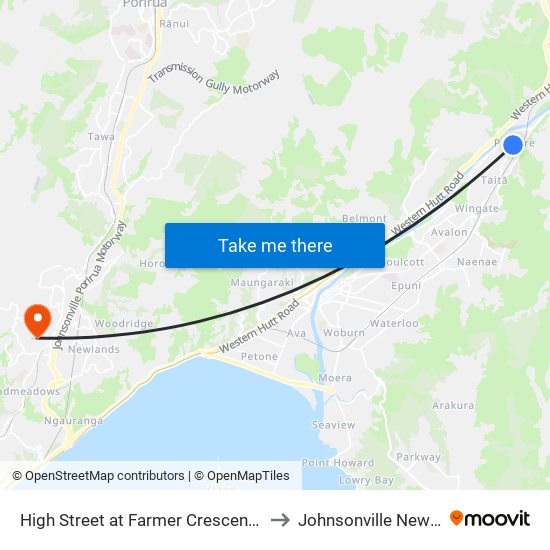 High Street at Farmer Crescent (Near 1341) to Johnsonville New Zealand map