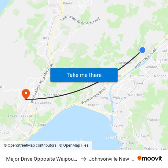 Major Drive Opposite Waipounamu Drive to Johnsonville New Zealand map