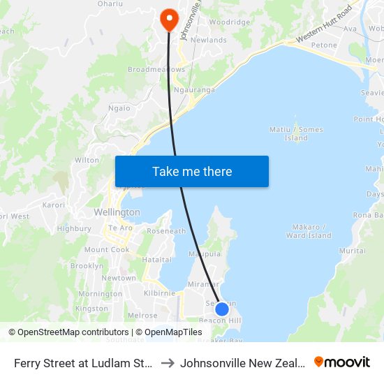 Ferry Street at Ludlam Street to Johnsonville New Zealand map