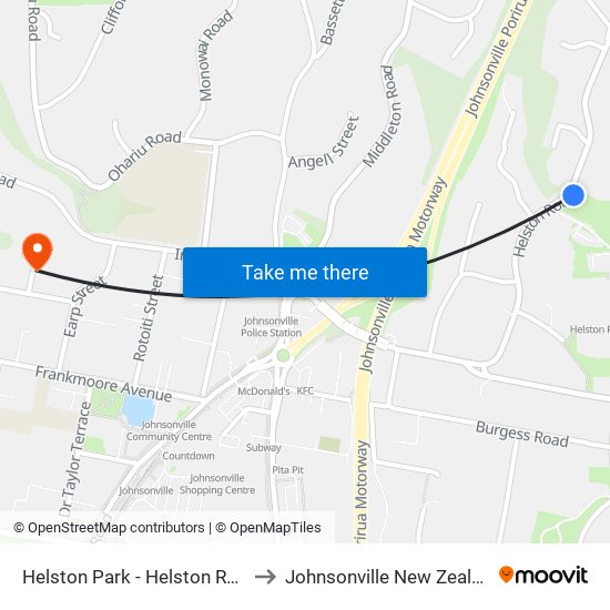 Helston Park - Helston Road to Johnsonville New Zealand map