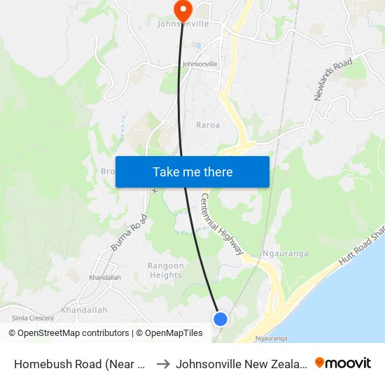 Homebush Road (Near 59) to Johnsonville New Zealand map