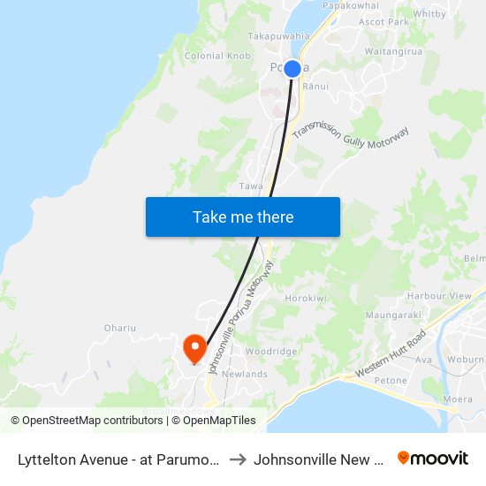 Lyttelton Avenue - at Parumoana Street to Johnsonville New Zealand map