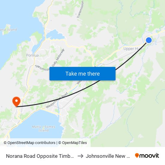 Norana Road Opposite Timberlea Park to Johnsonville New Zealand map