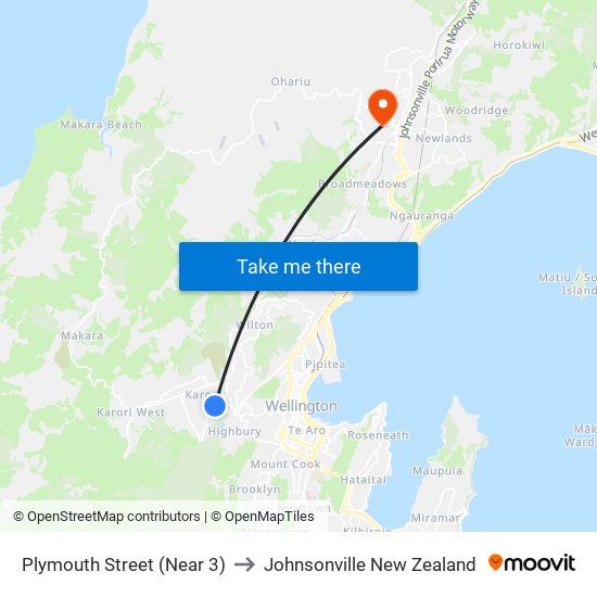 Plymouth Street (Near 3) to Johnsonville New Zealand map