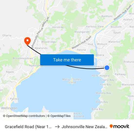 Gracefield Road (Near 155) to Johnsonville New Zealand map