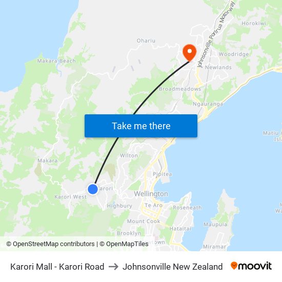 Karori Mall - Karori Road to Johnsonville New Zealand map