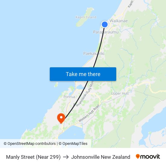 Manly Street (Near 299) to Johnsonville New Zealand map