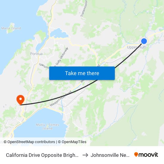 California Drive Opposite Brightwater Crescent to Johnsonville New Zealand map