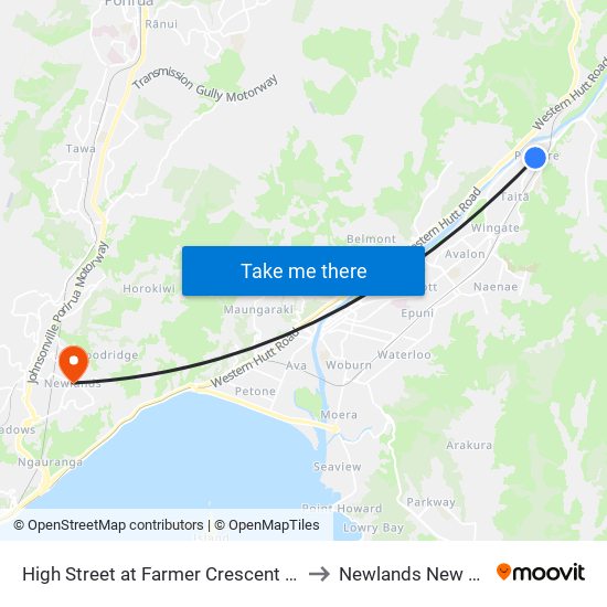 High Street at Farmer Crescent (Near 1341) to Newlands New Zealand map