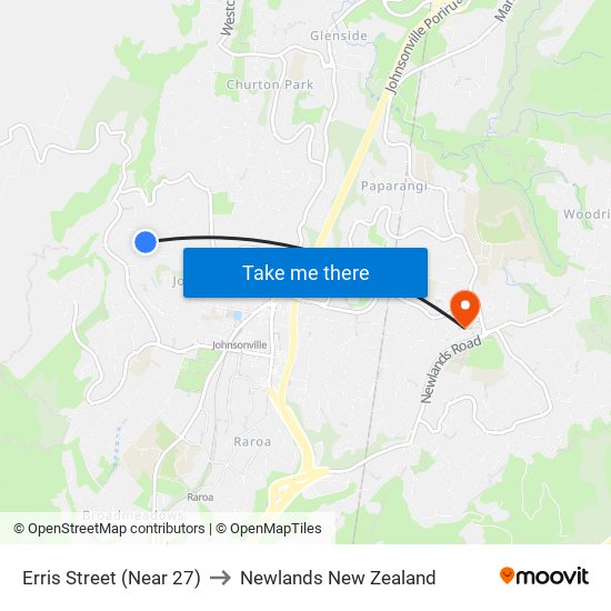 Erris Street (Near 27) to Newlands New Zealand map