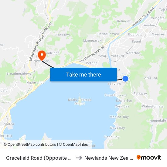 Gracefield Road (Opposite 114) to Newlands New Zealand map