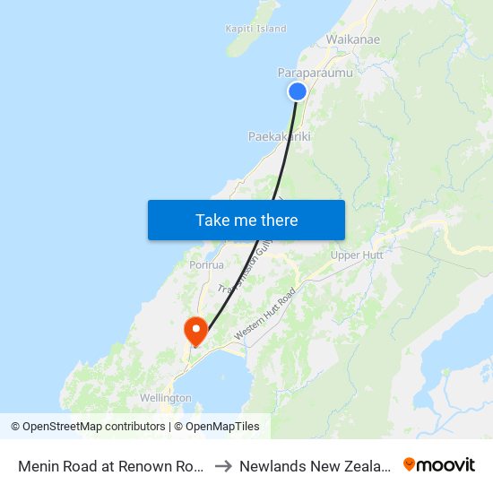 Menin Road at Renown Road to Newlands New Zealand map