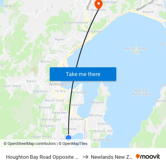 Houghton Bay Road Opposite View Road to Newlands New Zealand map