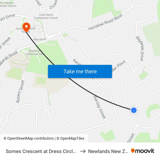 Somes Crescent at Dress Circle (Near 10) to Newlands New Zealand map