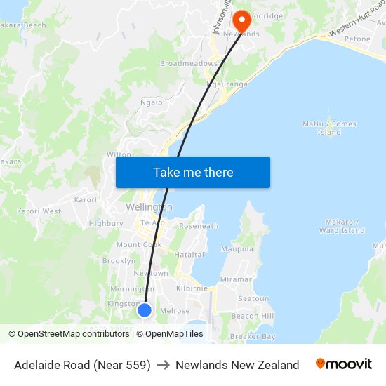 Adelaide Road (Near 559) to Newlands New Zealand map