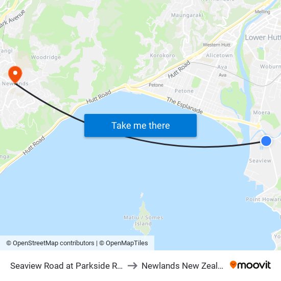 Seaview Road at Parkside Road to Newlands New Zealand map