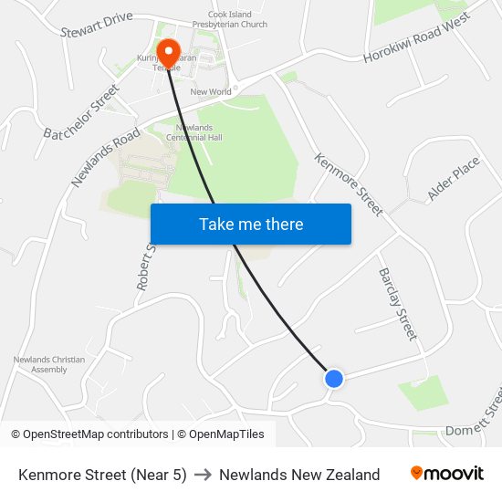 Kenmore Street (Near 5) to Newlands New Zealand map