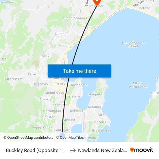 Buckley Road (Opposite 143) to Newlands New Zealand map