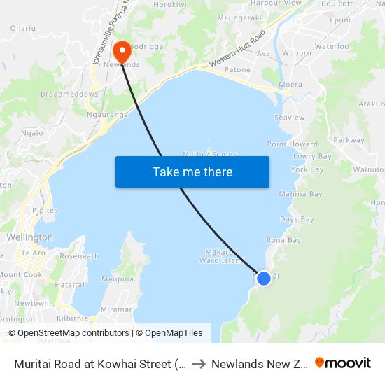 Muritai Road at Kowhai Street (Near 378) to Newlands New Zealand map
