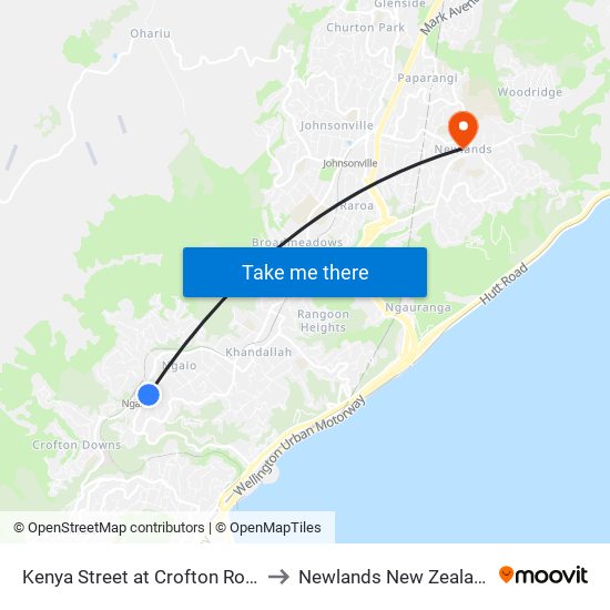 Kenya Street at Crofton Road to Newlands New Zealand map