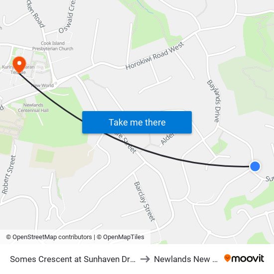 Somes Crescent at Sunhaven Drive (Near 44) to Newlands New Zealand map