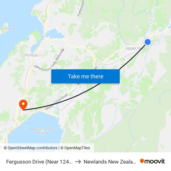 Fergusson Drive (Near 1242) to Newlands New Zealand map