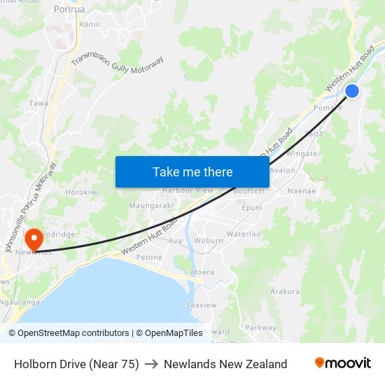 Holborn Drive (Near 75) to Newlands New Zealand map