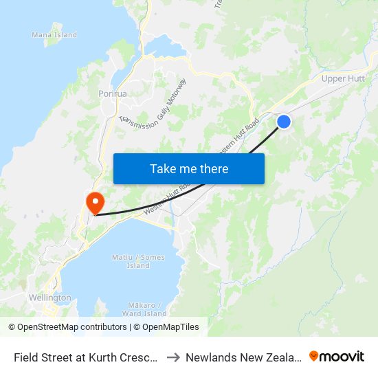 Field Street at Kurth Crescent to Newlands New Zealand map