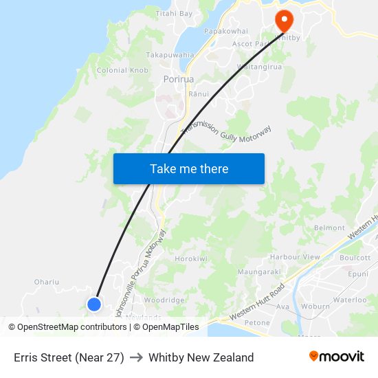 Erris Street (Near 27) to Whitby New Zealand map