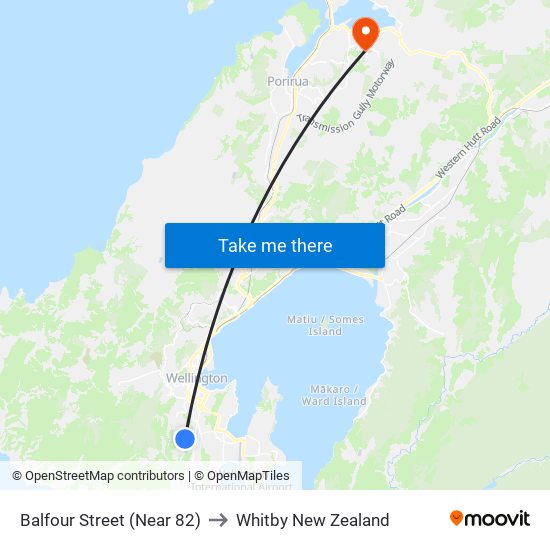 Balfour Street (Near 82) to Whitby New Zealand map