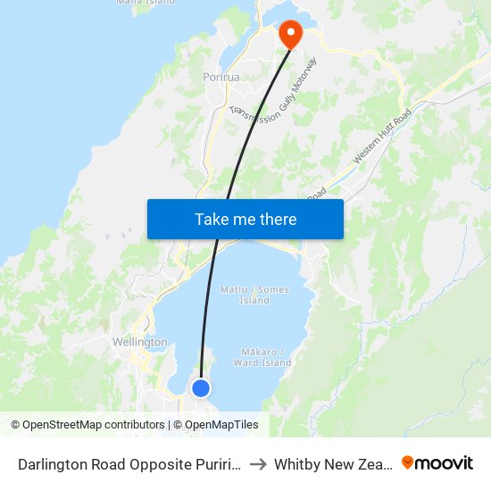 Darlington Road Opposite Puriri Street to Whitby New Zealand map