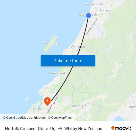 Norfolk Crescent (Near 56) to Whitby New Zealand map