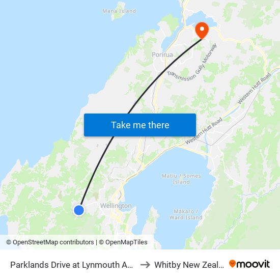 Parklands Drive at Lynmouth Avenue to Whitby New Zealand map