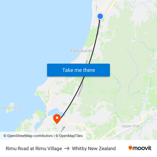 Rimu Road at Rimu Village to Whitby New Zealand map