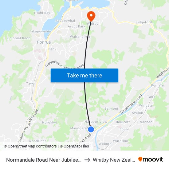 Normandale Road Near Jubilee Park to Whitby New Zealand map