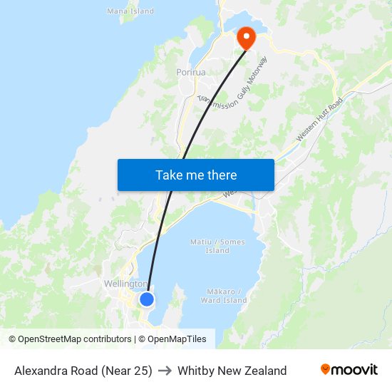 Alexandra Road (Near 25) to Whitby New Zealand map