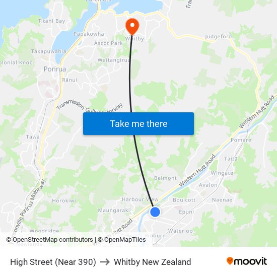High Street (Near 390) to Whitby New Zealand map
