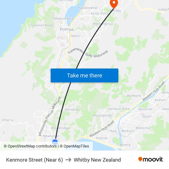 Kenmore Street (Near 6) to Whitby New Zealand map